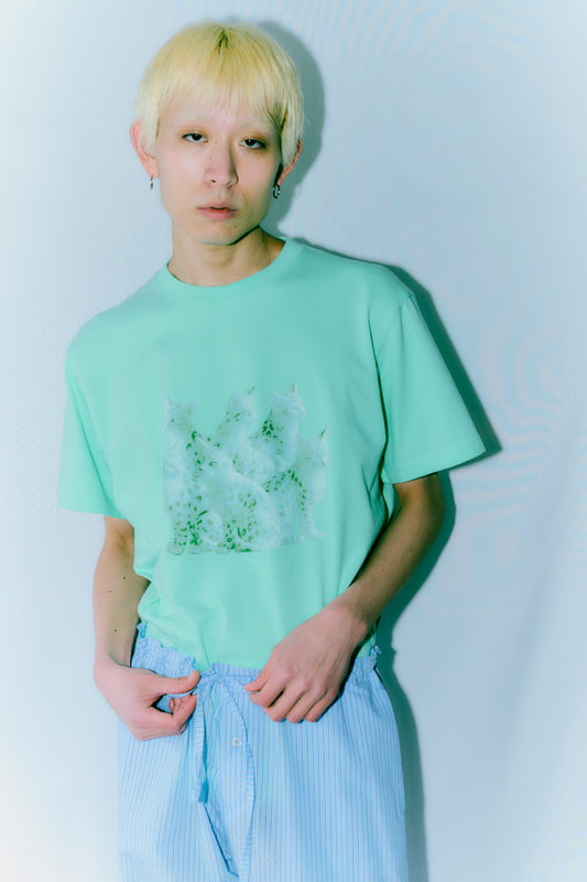 TOUKI CAT Tshirt / WHITE GREEN
