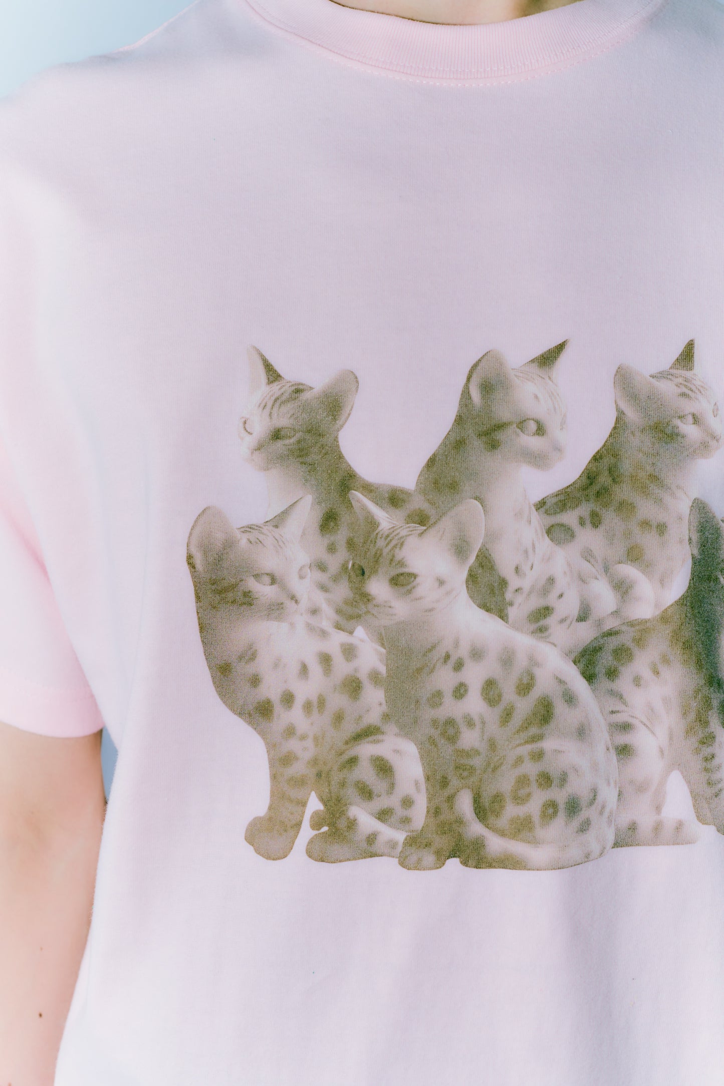 TOUKI CAT Tshirt / WHITE PINK