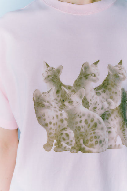 TOUKI CAT Tshirt / WHITE PINK