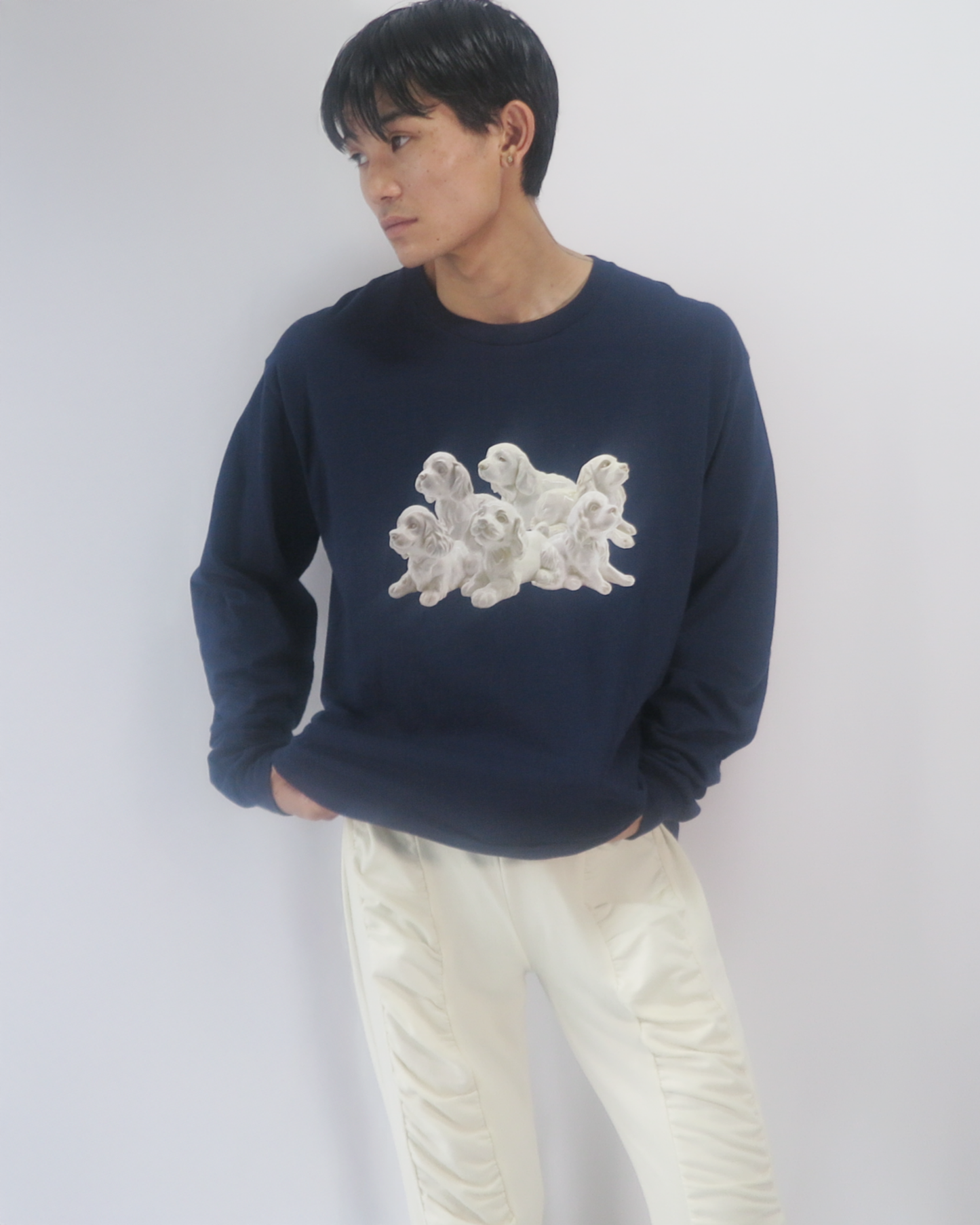 TOUKI Dog long Tshirt  / NAVY