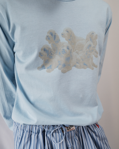 TOUKI Dog long Tshirt  / LIGHT BLUE