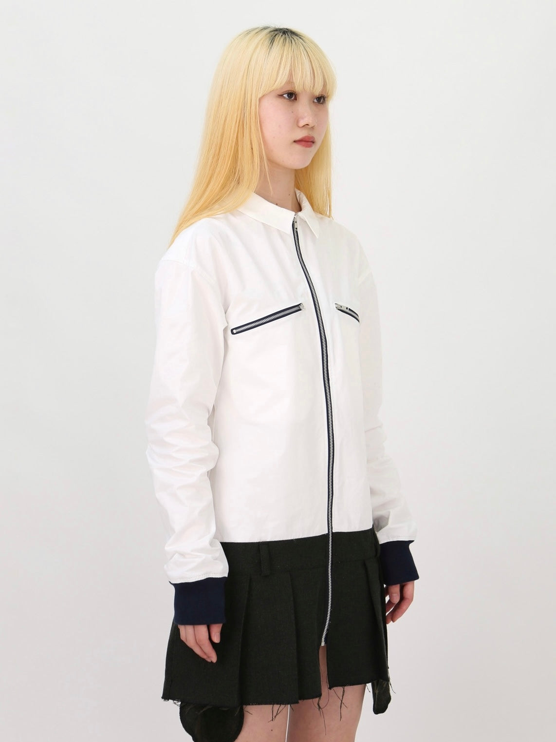 UNION PLEATED DRESS SHIRT / WHITE